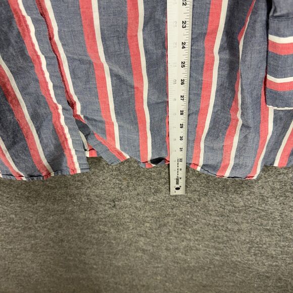 Old Navy Shirt Women 3X Plus Gray Striped Button Up Collared Long Sleeve Cotton - Picture 6 of 7